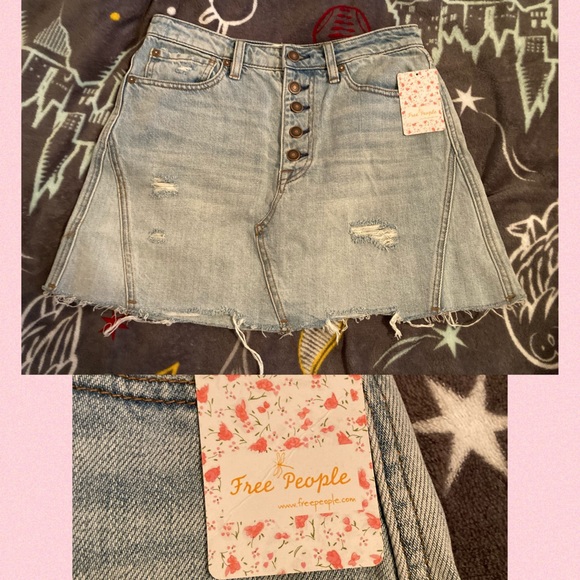 ✨⚜️HP✨⚜️ Free People Breezy Denim Mini Skirt NWT - Picture 4 of 6